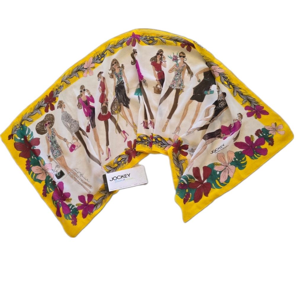 Playful JOCKEY Person to Person Fashionista Runway Sketches Sheer Oblong Scarf - Picture 3 of 5